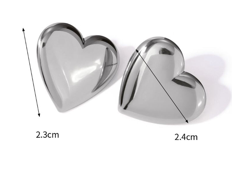 Modern Love Silver Heart Shape Earrings