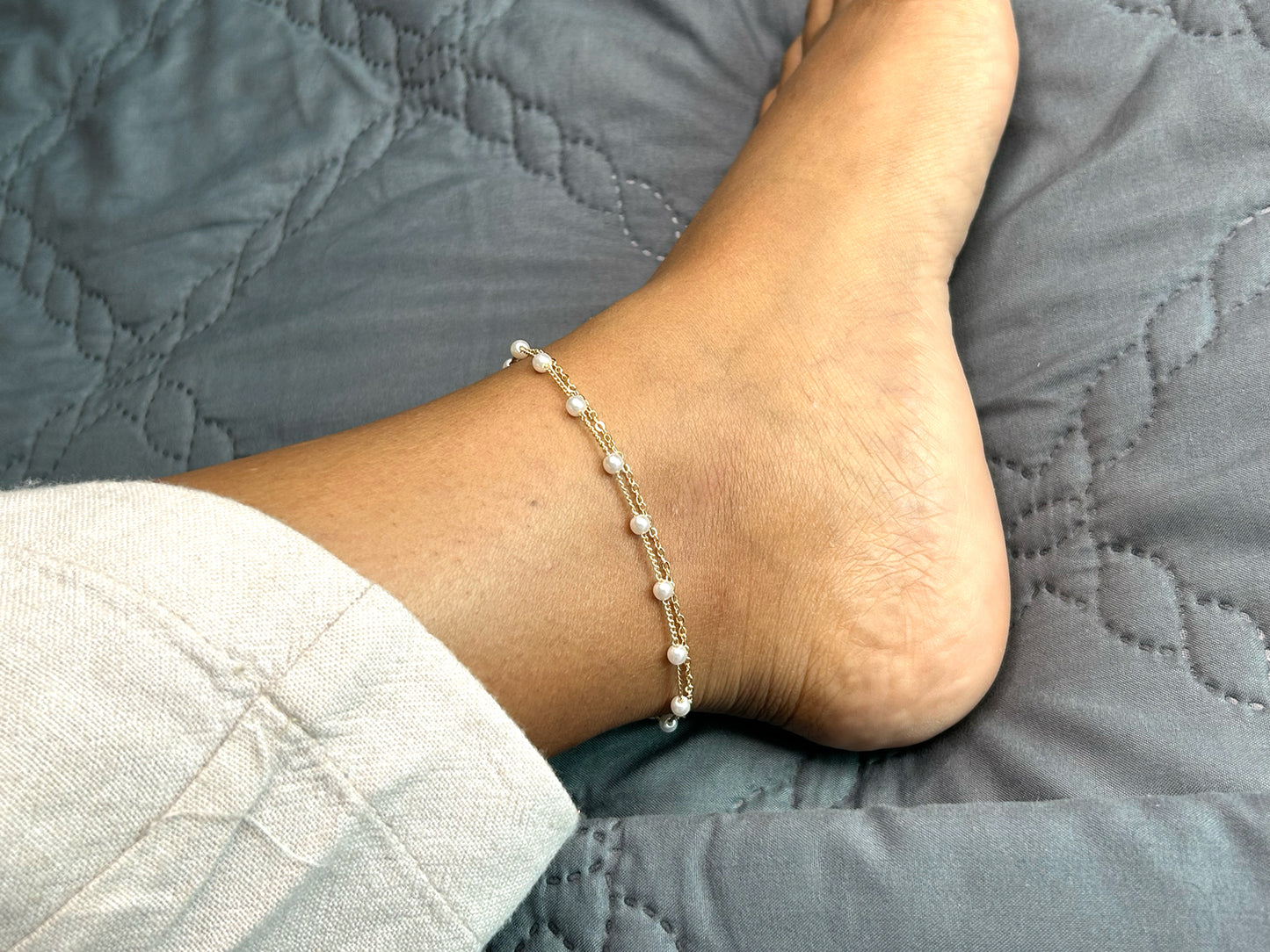 Dainty Pearls - Anti tarnish Anklet