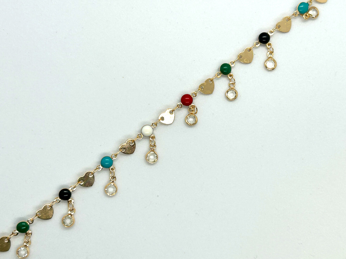 Hearts and Beads - Anti Tarnish Anklet