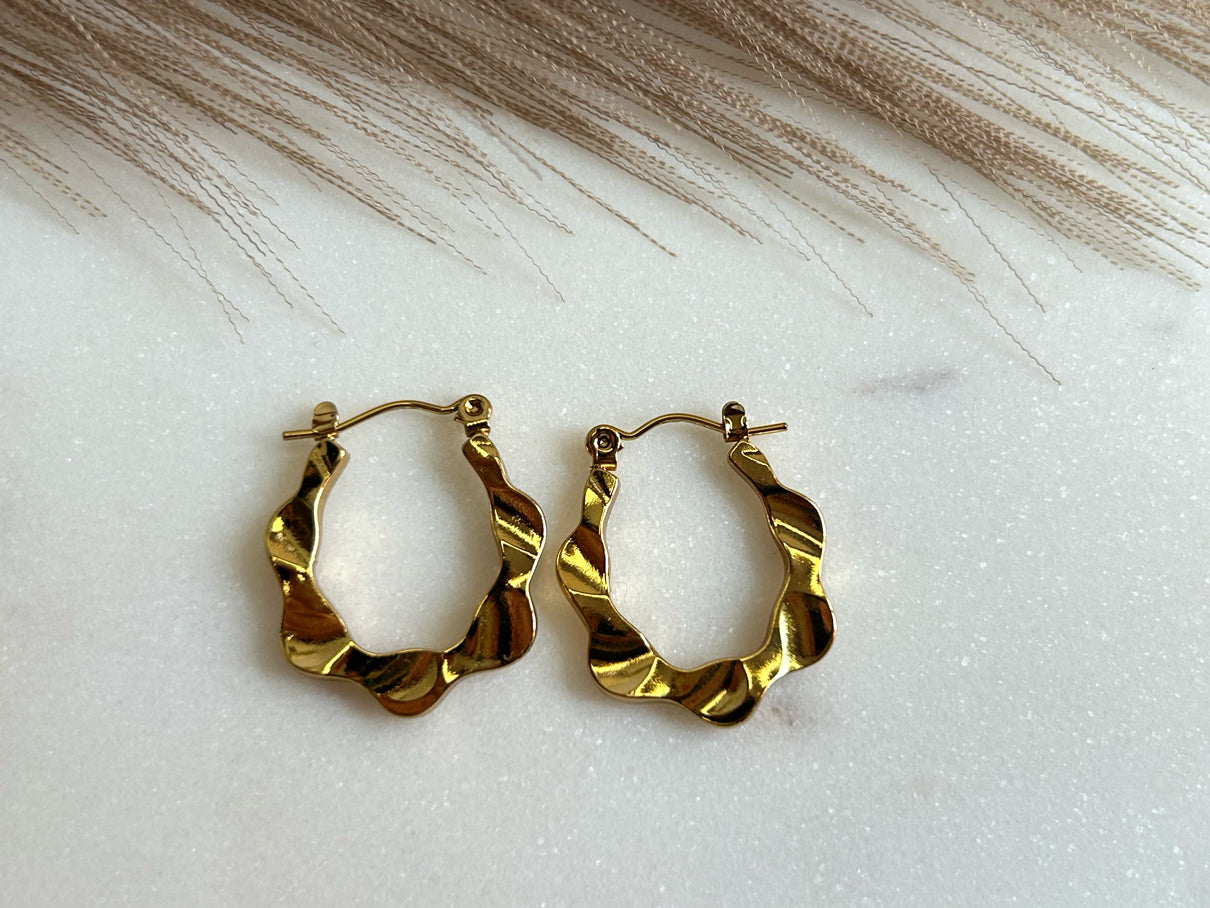 Golden Ripple Hoops