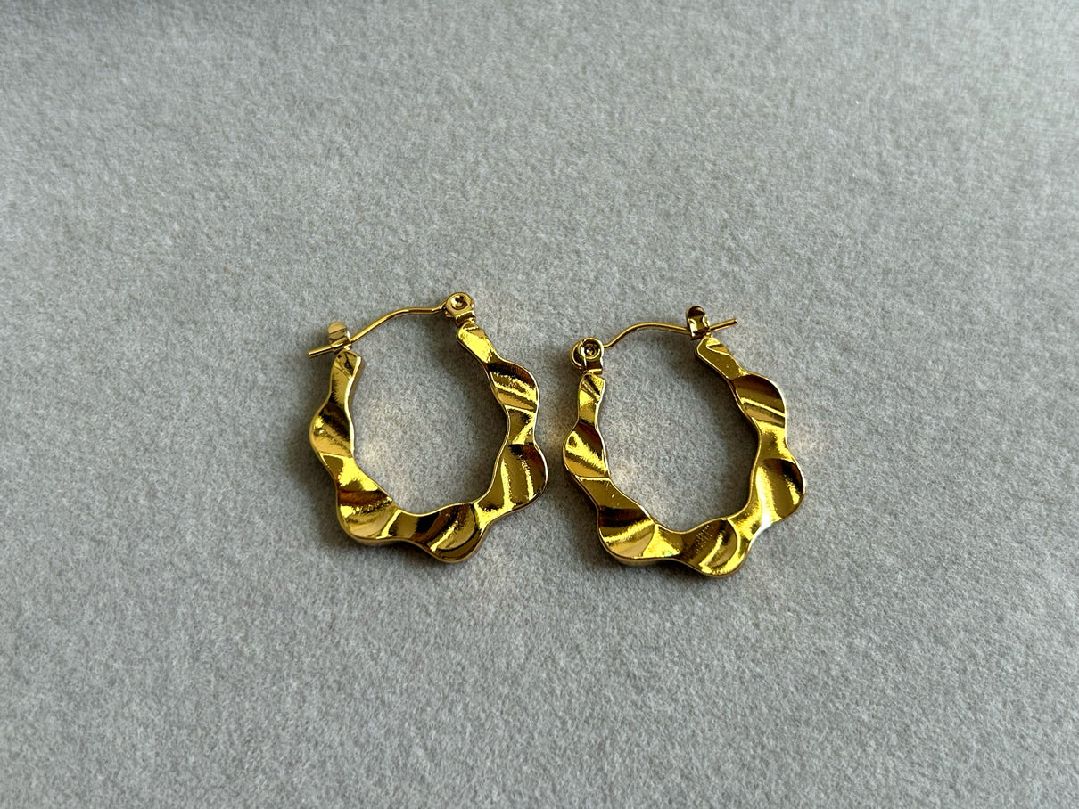 Golden Ripple Hoops