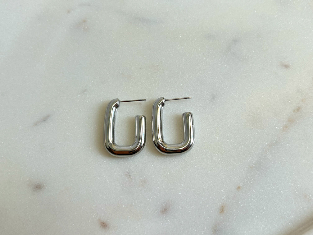 Chrome Curve Silver Earrings