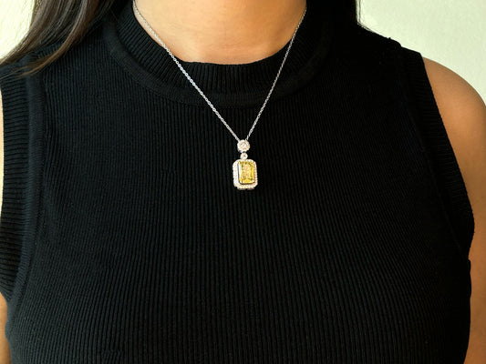 Emerald Cut Yellow Necklace
