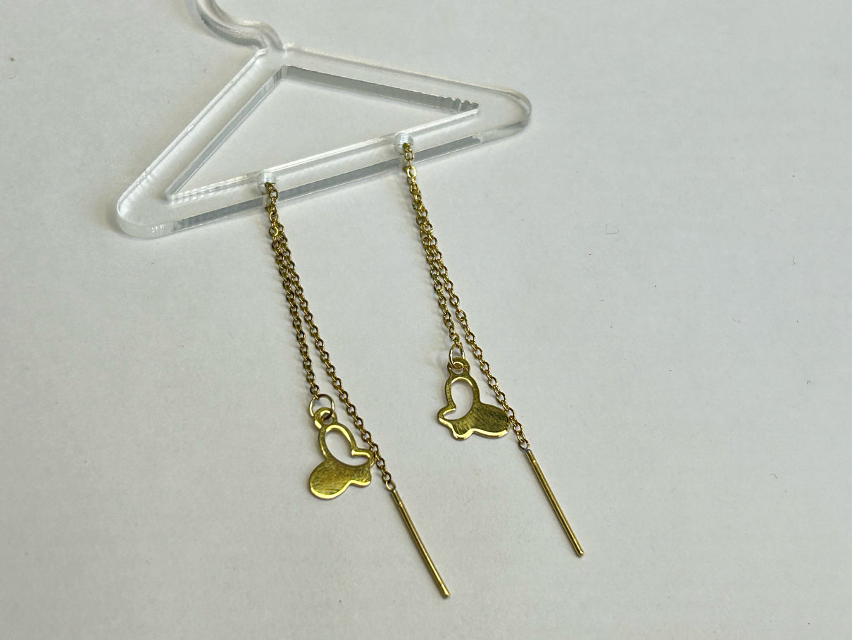 Golden Butterfly Threader Earrings