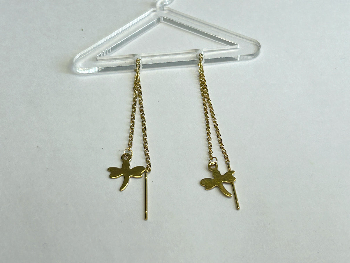 Golden Dragonfly Threader Earrings