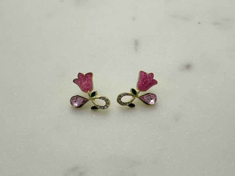 Pink Rose Studs