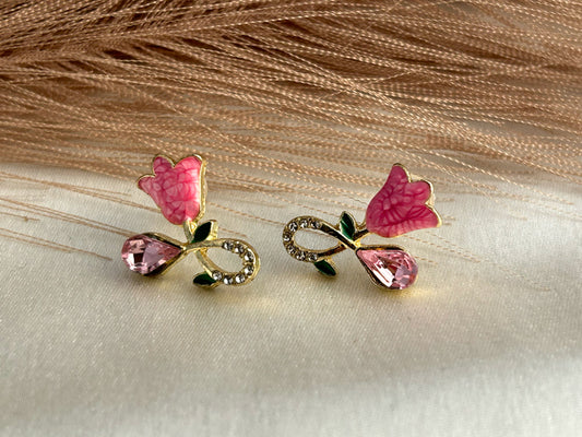 Pink Rose Studs