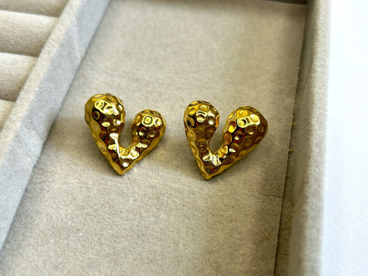 Hammered Heart Earrings