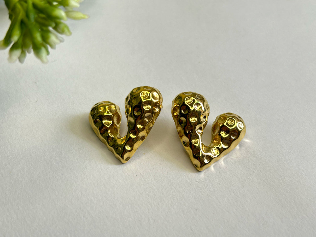 Hammered Heart Earrings