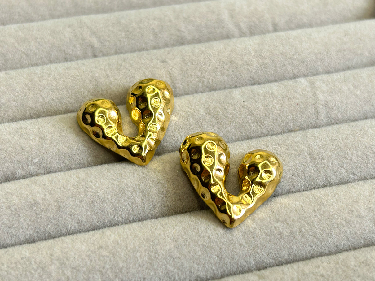 Hammered Heart Earrings