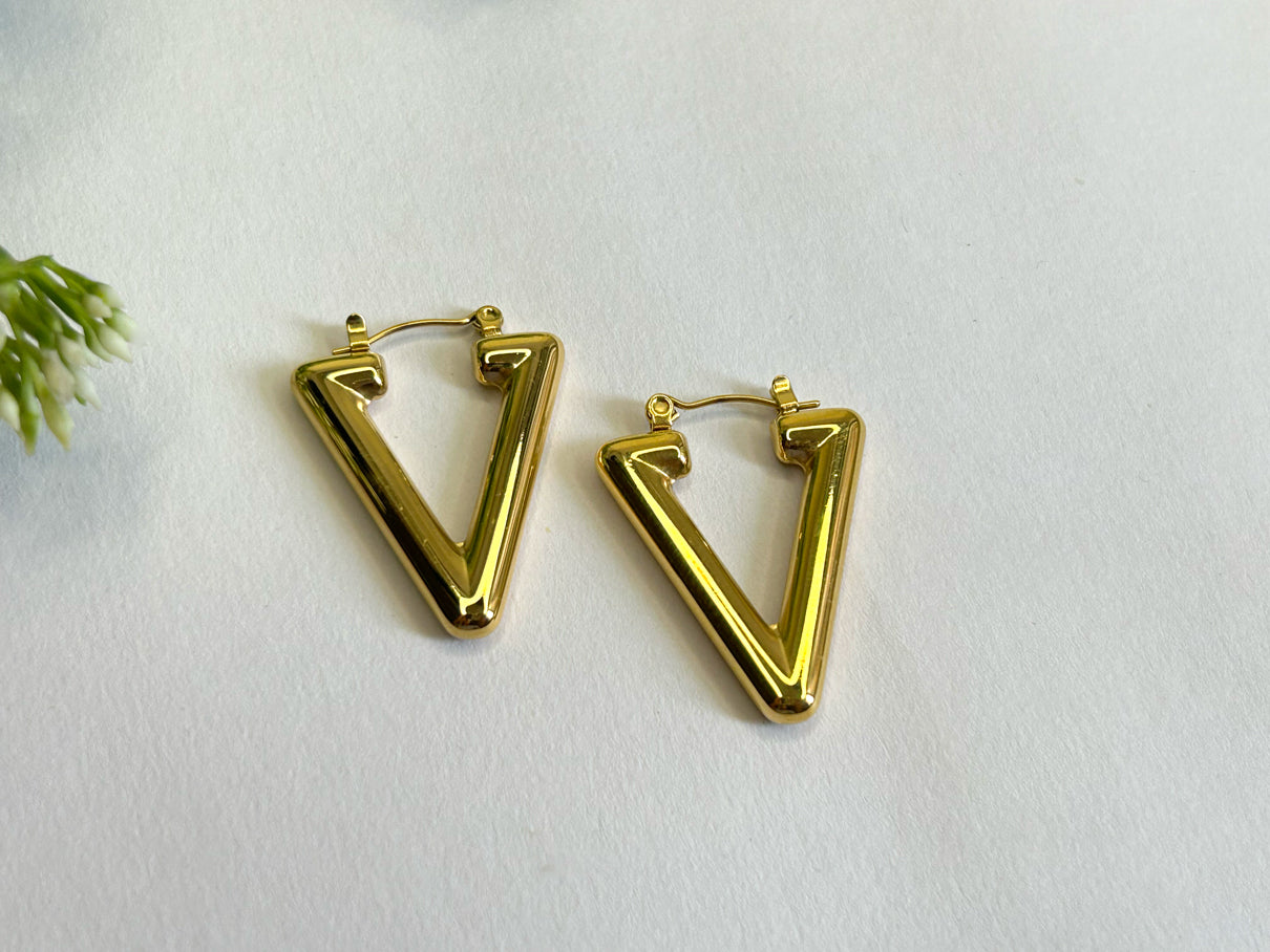 V-Shaped Hoop Earrings