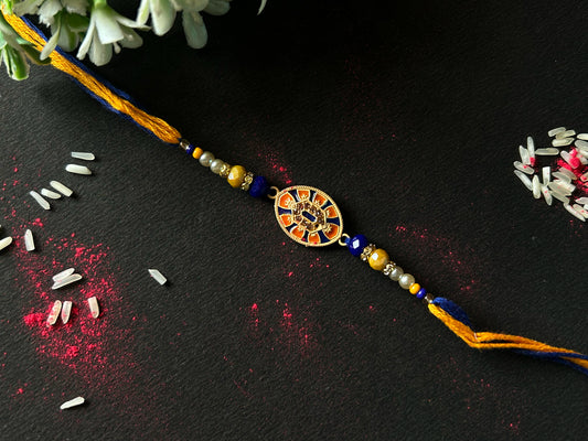 Blue and Yellow Ethnic Rakhi