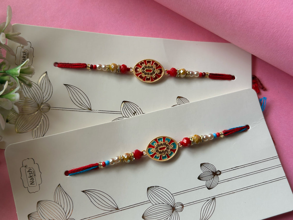 Red and Yellow Ethnic Rakhi