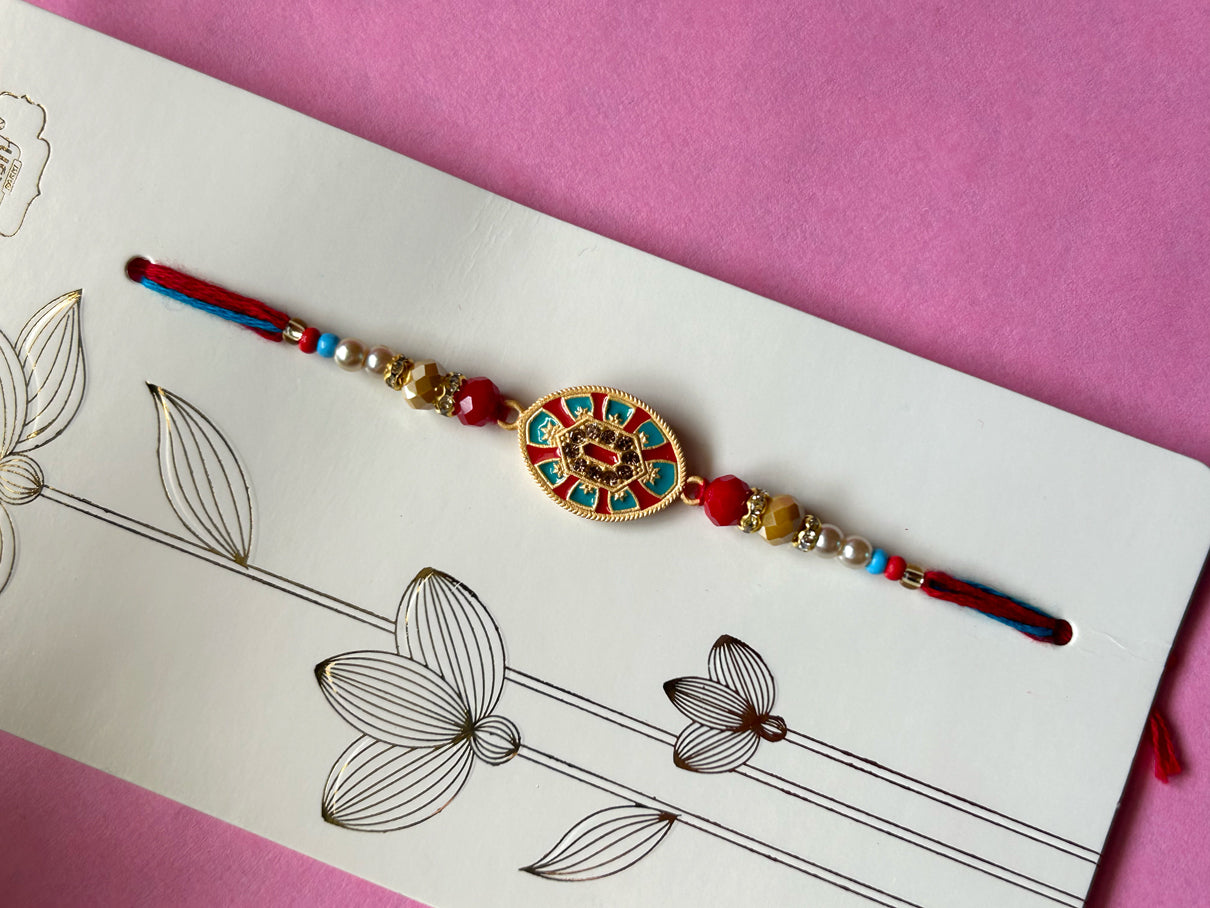 Red and Blue Ethnic Rakhi