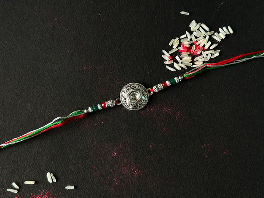 White Stone Silver Colour Rakhi