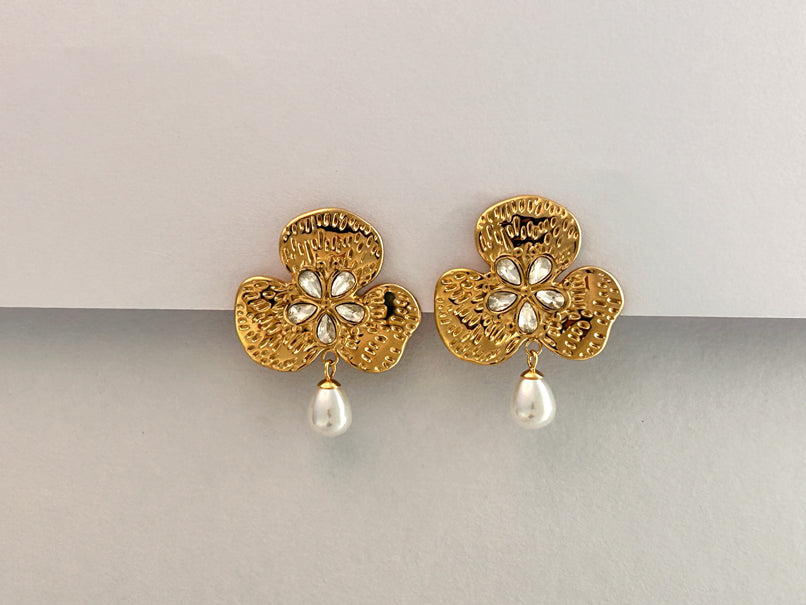 Golden Orchid Drop Earrings