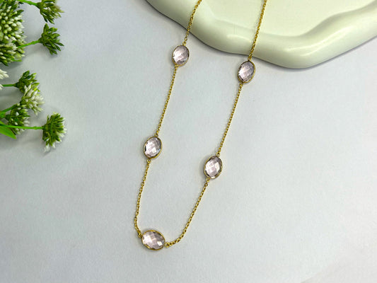 Pink Stone Chain Necklace