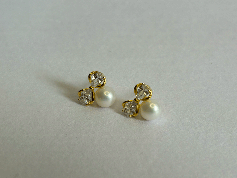 Studded Pearl Bow Earrings